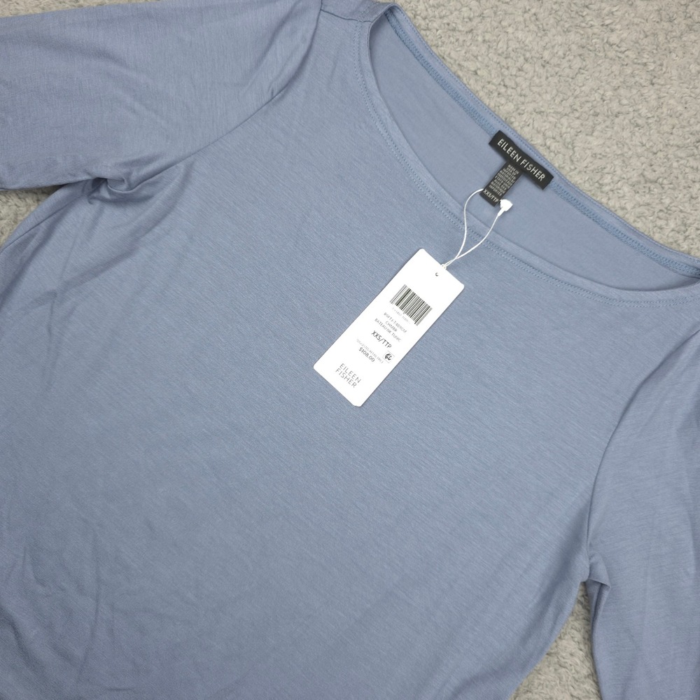 Eileen Fisher Boatneck Tunic Knit Top Long Sleeve Casual Comfy‎ XXS $108 Ret.
